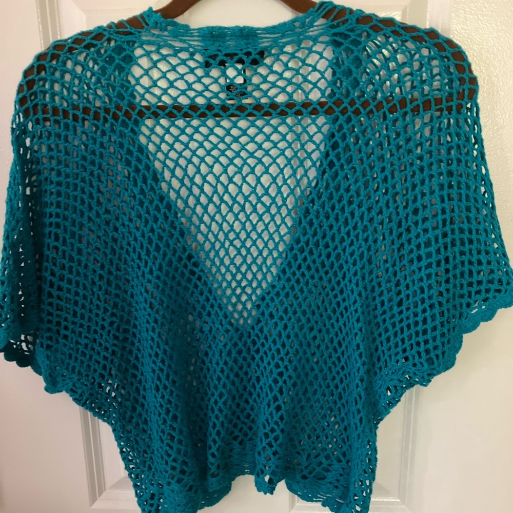 Cable & Gauge Teal Open-Knit shrug like sweater